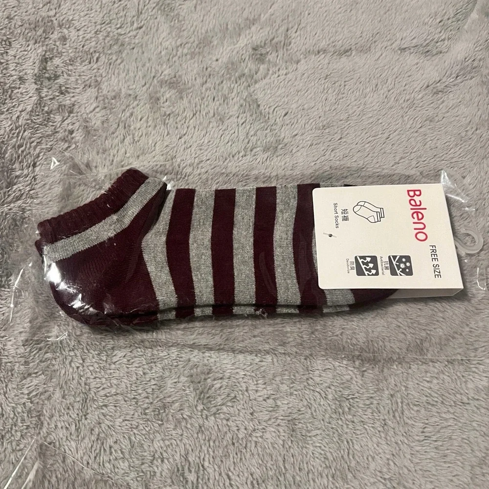 Baleno Antibacterial Short Striped Socks New 3 Pairs Sealed Free Fitting Size‎
